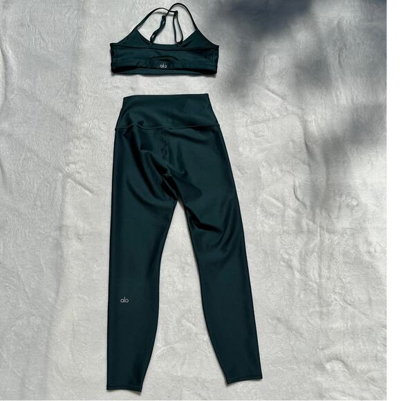 Alo Yoga Airlift Intrigue Bra M 7/8 High-Waist Airlift Legging S Midnight Green - Picture 10 of 16